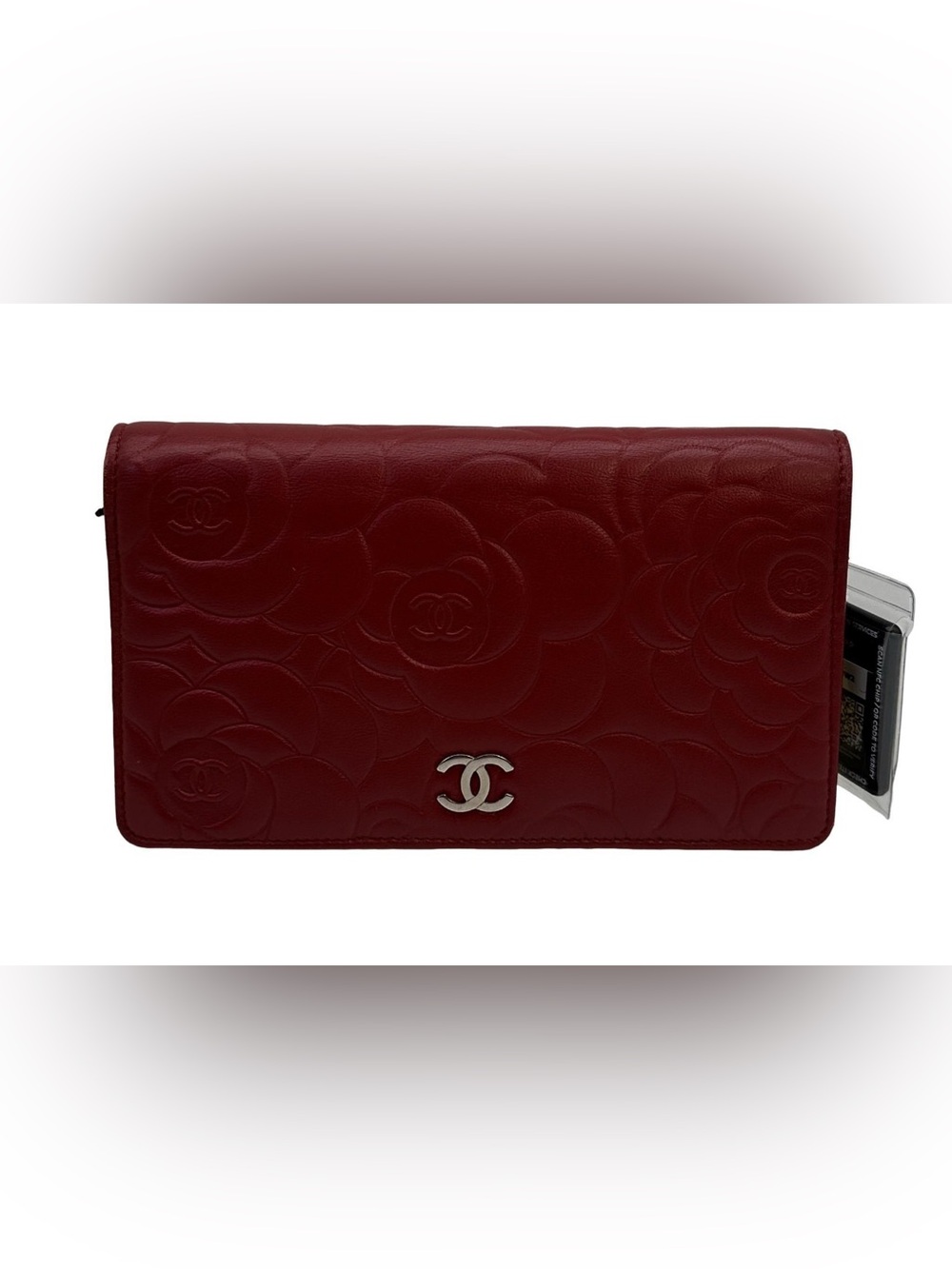🌹Chanel Camellia Embossed Leather Long Wallet in Deep Red